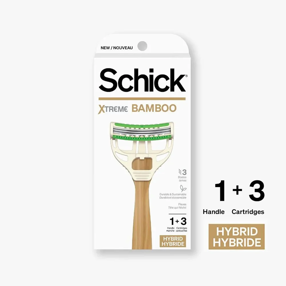 3 New Schick Xtreme Bamboo Razor - Eco Friendly Disposable Razors, Bamboo Handle